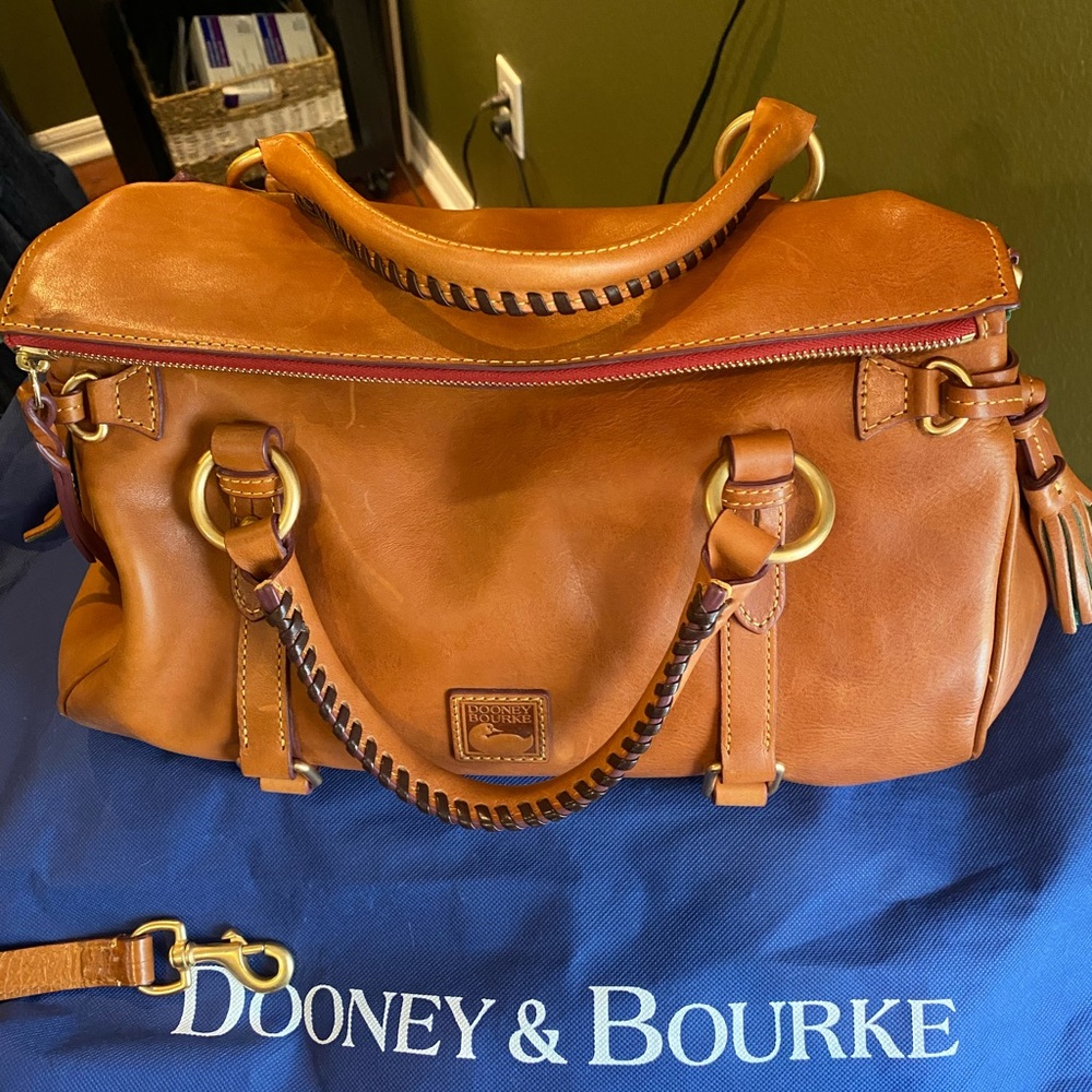 Dooney &burke medium brown satchel- only worn once brown leather